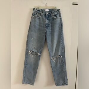 Zara High Rise Light Wash Mom Jeans